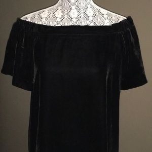 [ LOFT ] VELVET OFF THE SHOULDERS DRESS (A-1)